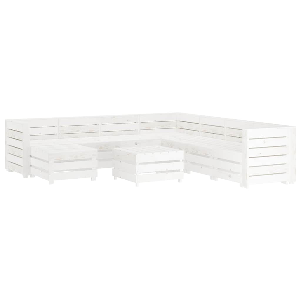 9 Piece Garden Lounge Set Pallets Wood White