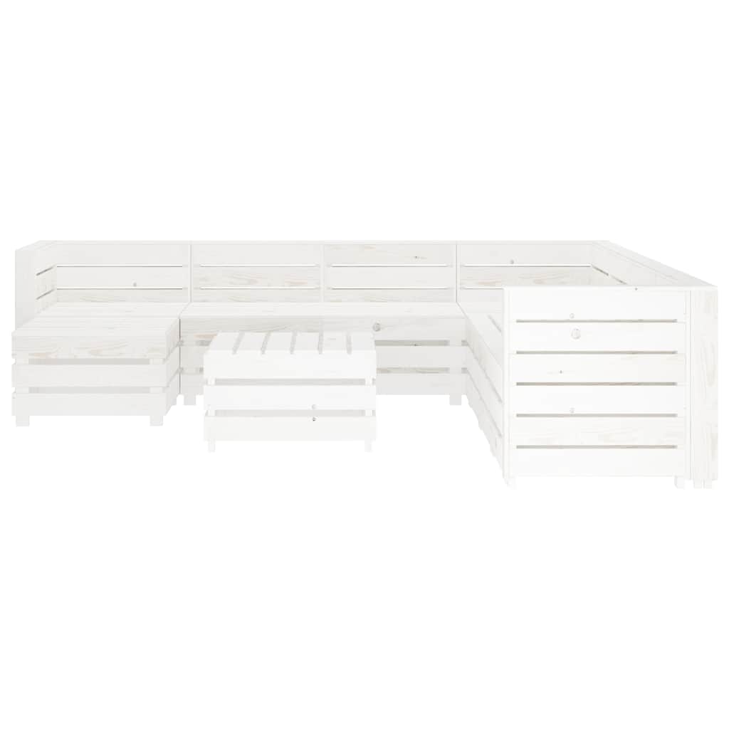 9 Piece Garden Lounge Set Pallets Wood White