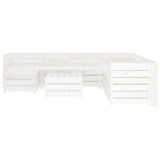 9 Piece Garden Lounge Set Pallets Wood White - Front View