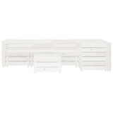 6 Piece Garden Pallet Lounge Set Wood White - Front View
