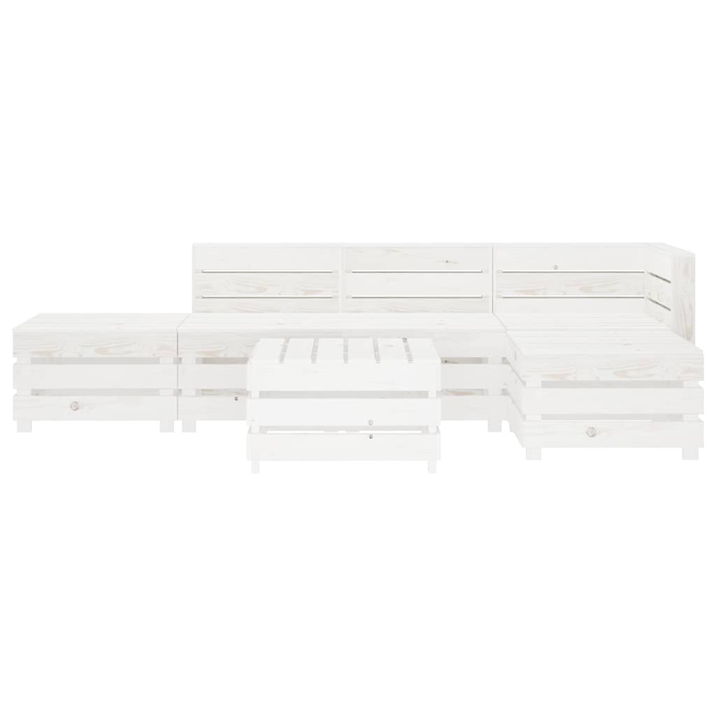 6 Piece Garden Pallet Lounge Set Wood White