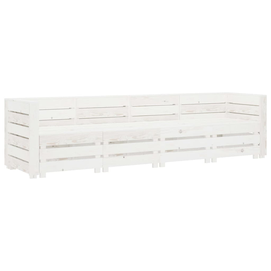 Garden 4-Seater Pallet Sofa Wood White