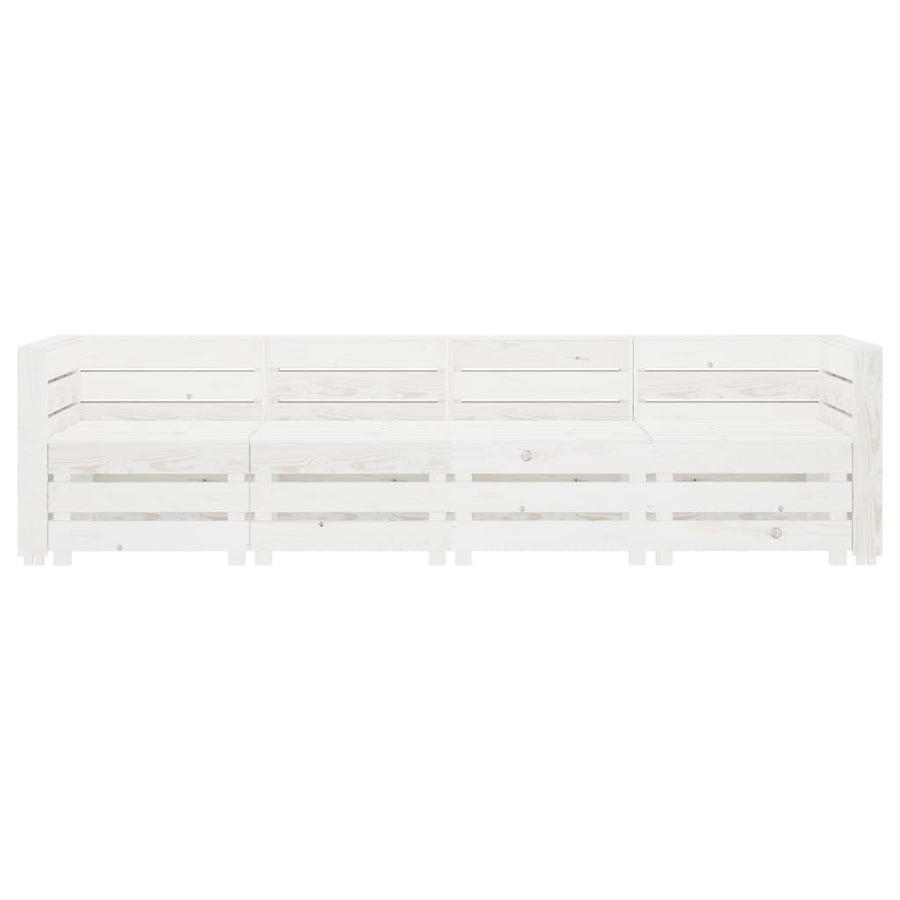 Garden 4-Seater Pallet Sofa Wood White