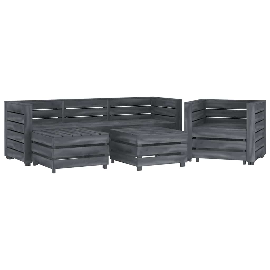 6 Piece Garden Lounge Set Pallets Wood Grey