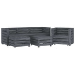 6 Piece Garden Lounge Set Pallets Wood Grey