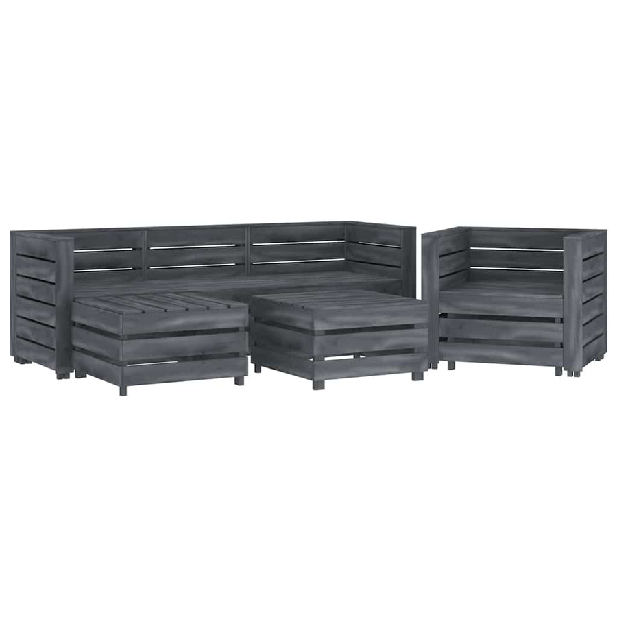 6 Piece Garden Lounge Set Pallets Wood Grey