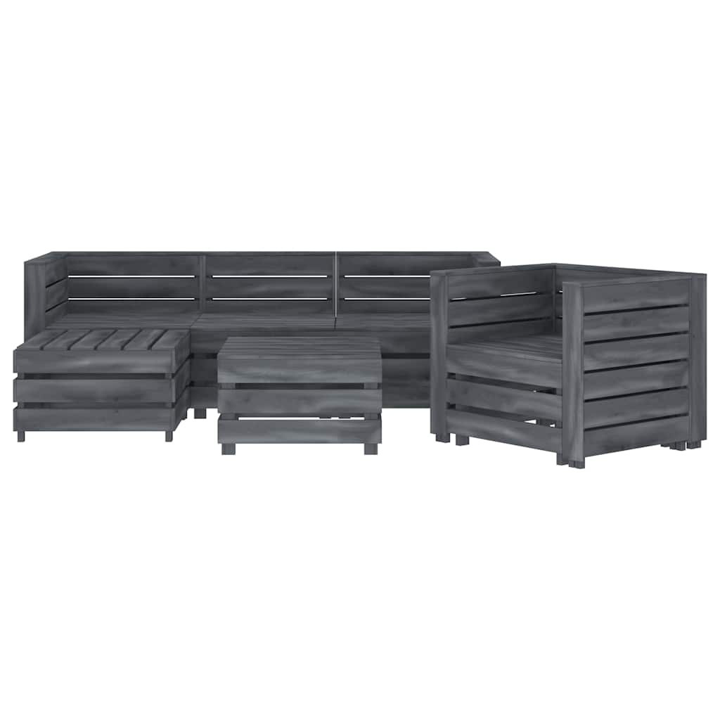 6 Piece Garden Lounge Set Pallets Wood Grey