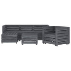 6 Piece Garden Lounge Set Pallets Wood Grey