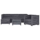6 Piece Garden Lounge Set Pallets Wood Grey - Front View
