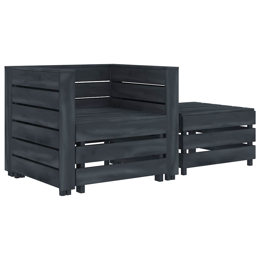 6 Piece Garden Lounge Set Pallets Wood Grey