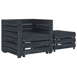 6 Piece Garden Lounge Set Pallets Wood Grey