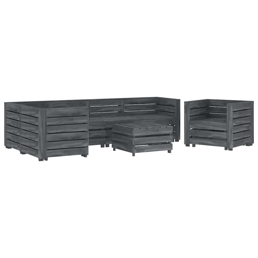 7 Piece Garden Pallet Lounge Set Wood Grey