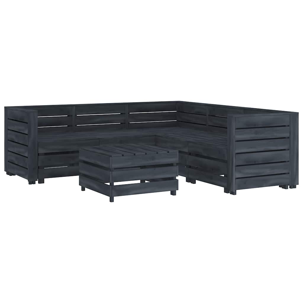 6 Piece Garden Pallet Lounge Set Wood Grey
