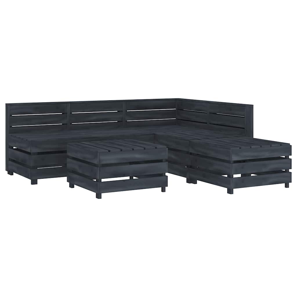 6 Piece Garden Pallet Lounge Set Wood Grey