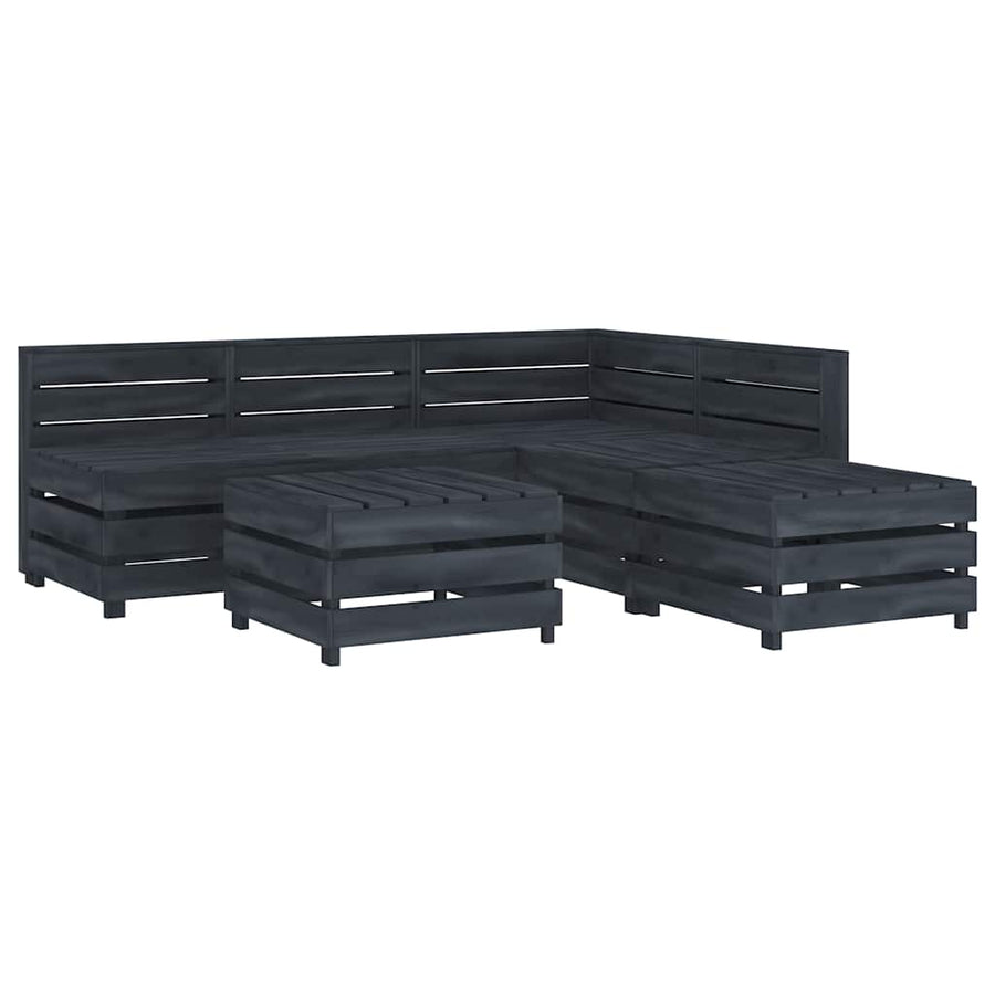 6 Piece Garden Pallet Lounge Set Wood Grey