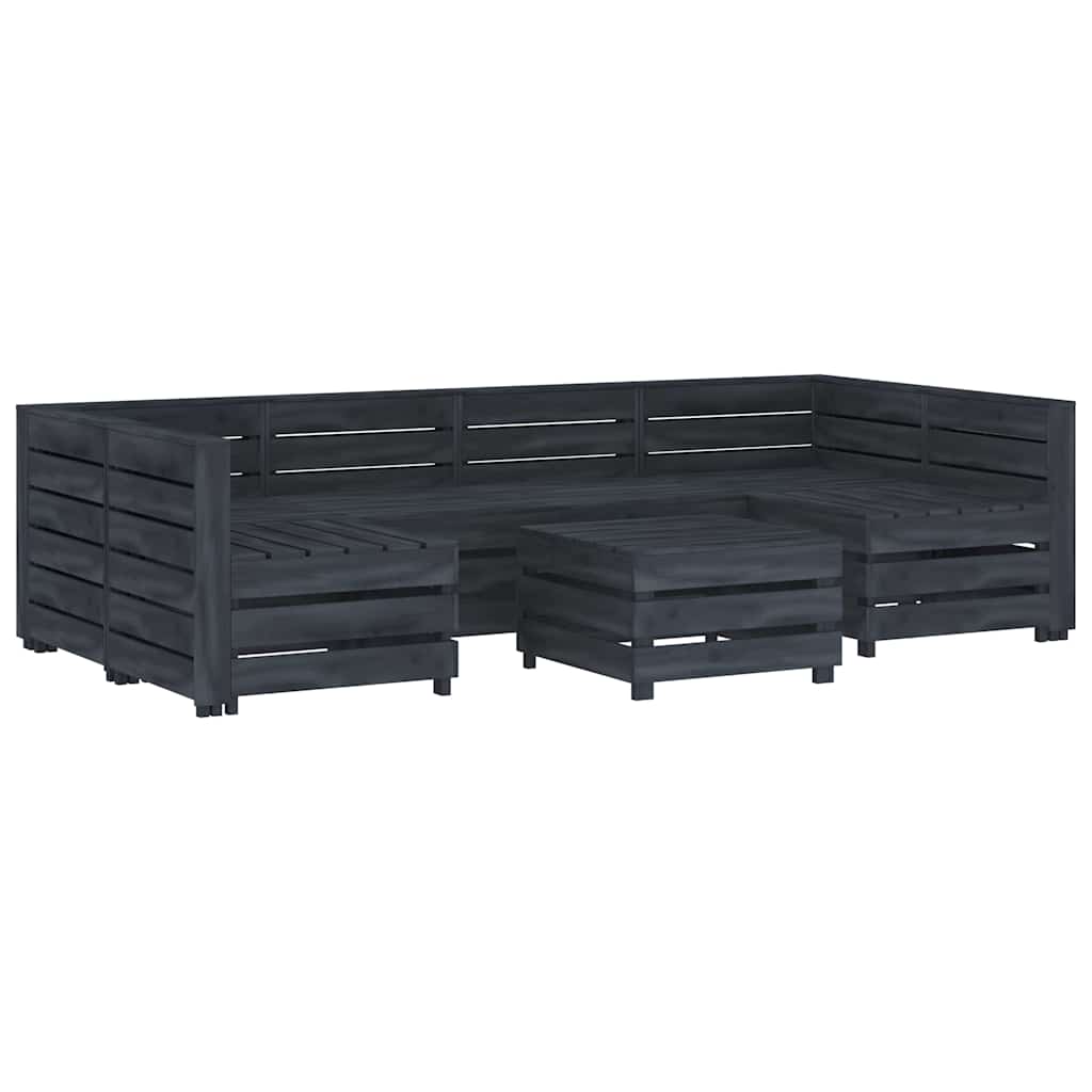 7 Piece Garden Pallet Lounge Set Wood Grey