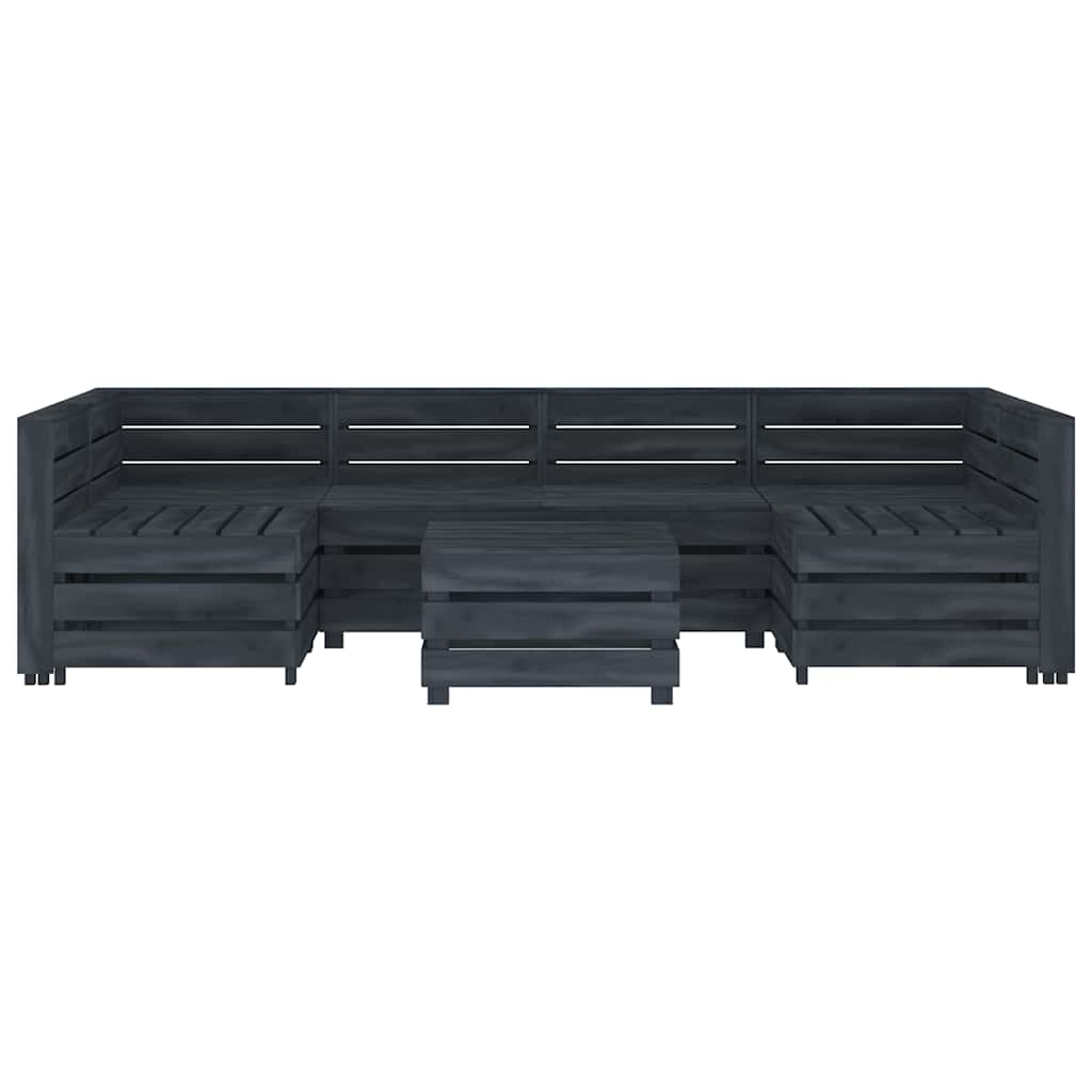 7 Piece Garden Pallet Lounge Set Wood Grey