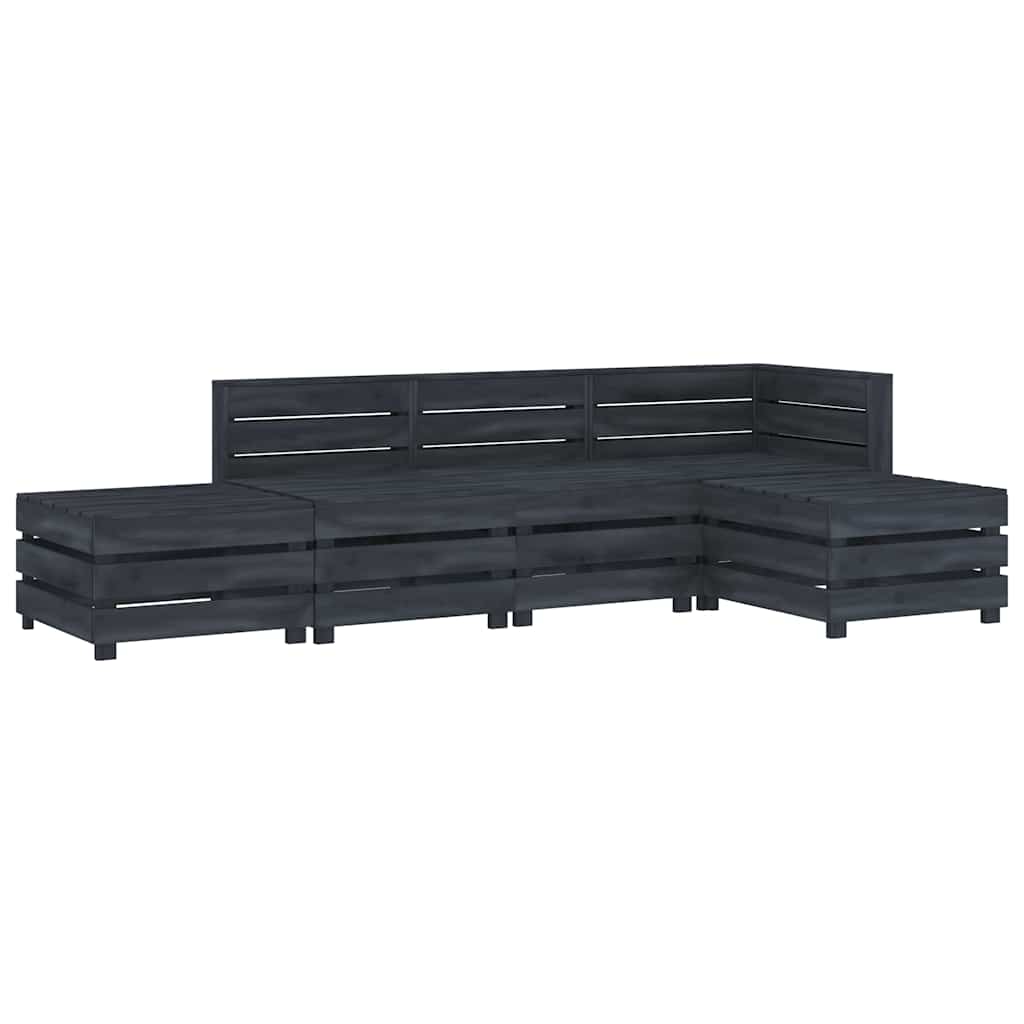 5 Piece Garden Pallet Lounge Set Wood Grey