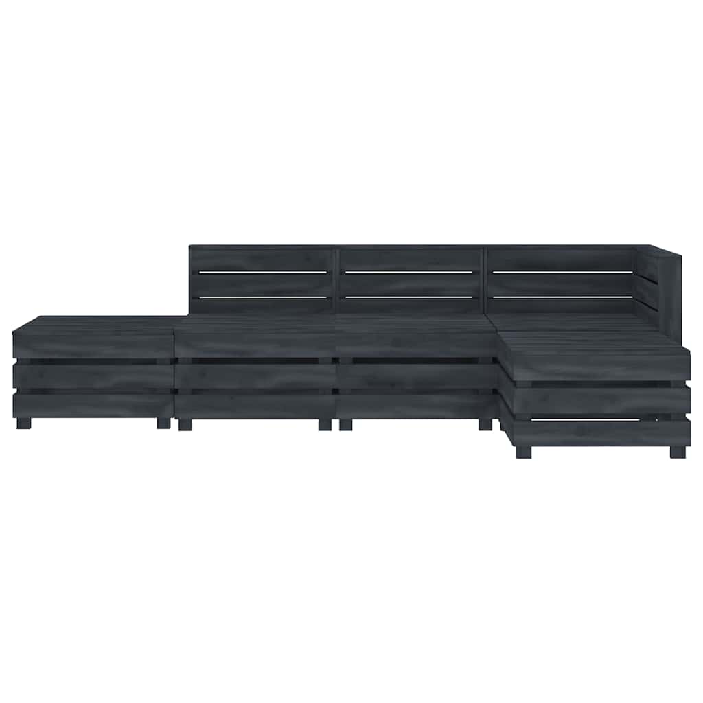 5 Piece Garden Pallet Lounge Set Wood Grey