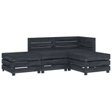 4 Piece Garden Pallet Lounge Set Wood Grey