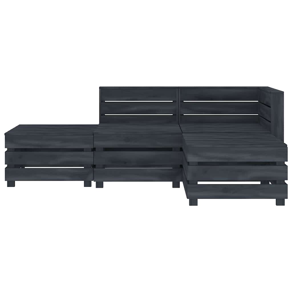 4 Piece Garden Pallet Lounge Set Wood Grey