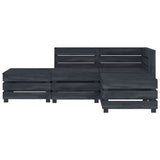 4 Piece Garden Pallet Lounge Set Wood Grey - Front View