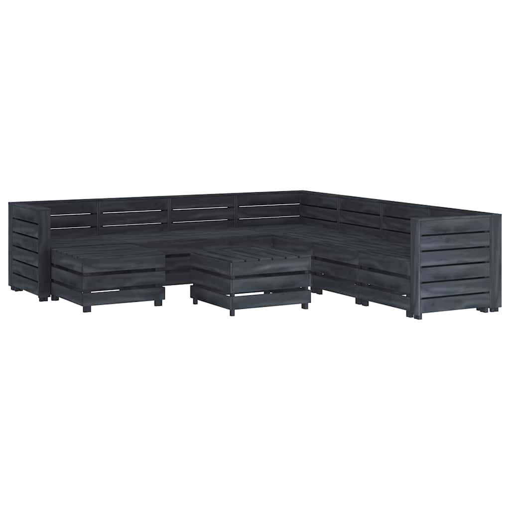 9 Piece Garden Pallet Lounge Set Wood Grey