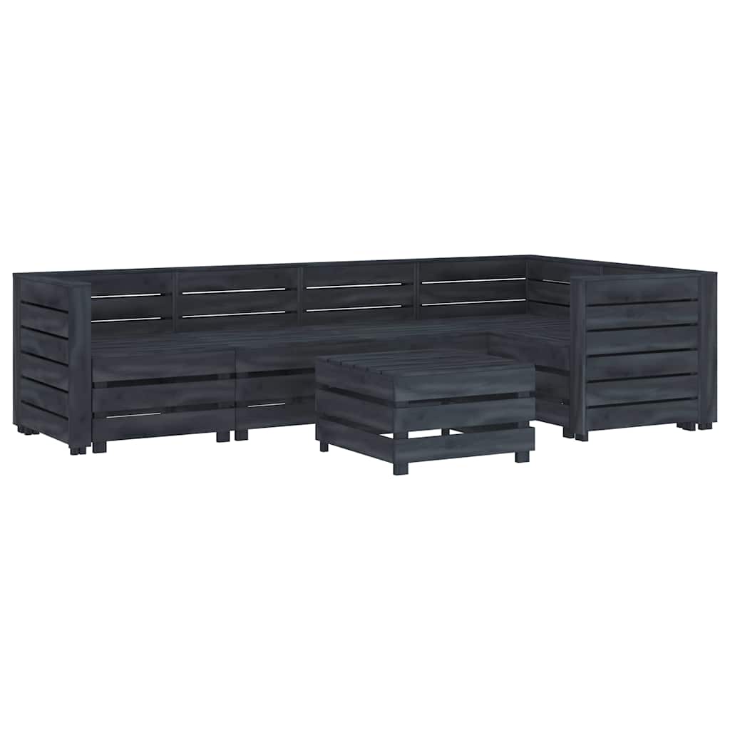 6 Piece Garden Pallet Lounge Set Wood Grey