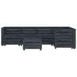 6 Piece Garden Pallet Lounge Set Wood Grey - Front View