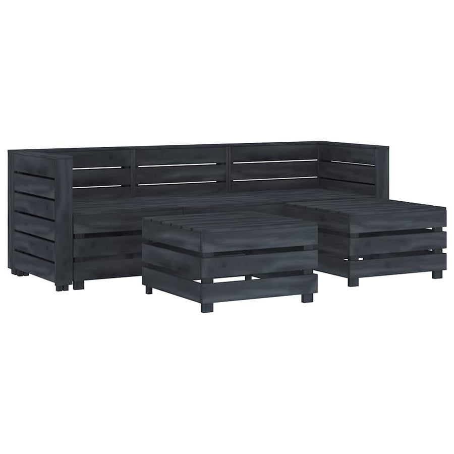 5 Piece Garden Pallet Lounge Set Wood Grey
