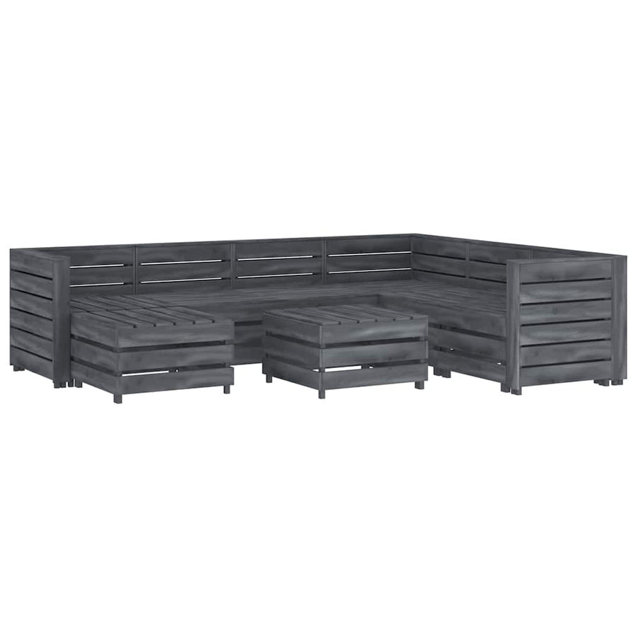 8 Piece Garden Pallet Lounge Set Wood Grey