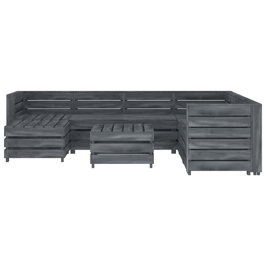 8 Piece Garden Pallet Lounge Set Wood Grey