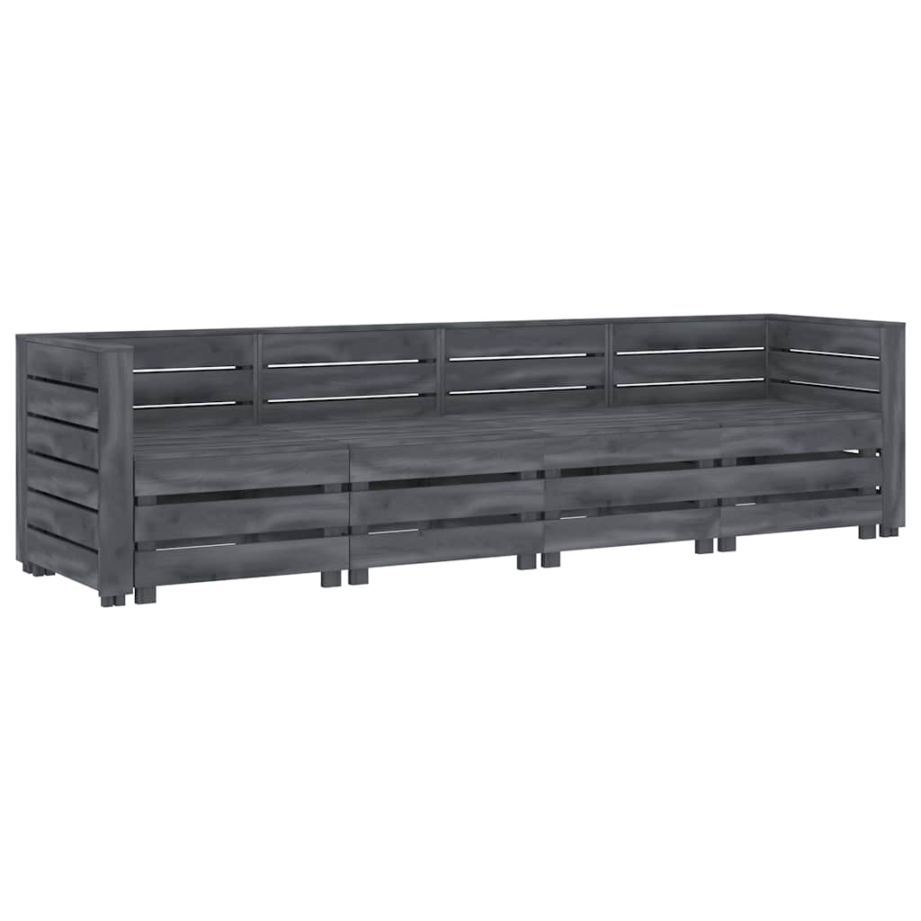 Garden 4-Seater Pallet Sofa Wood Grey