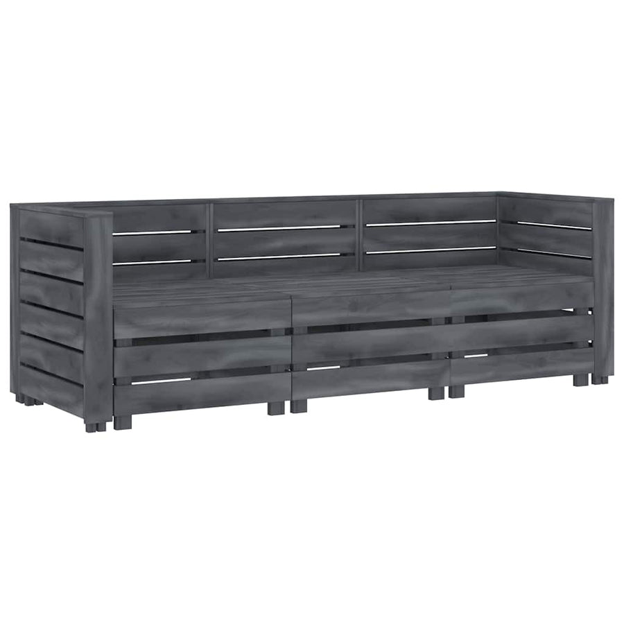 Garden 3-Seater Pallet Sofa Wood Grey