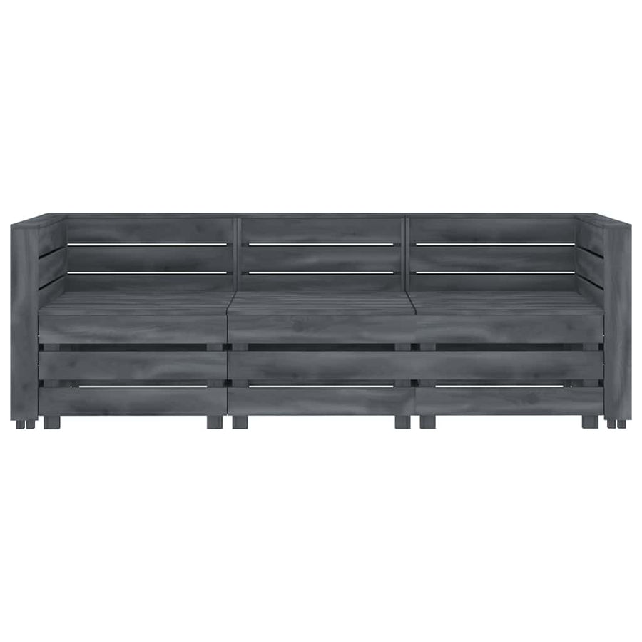 Garden 3-Seater Pallet Sofa Wood Grey