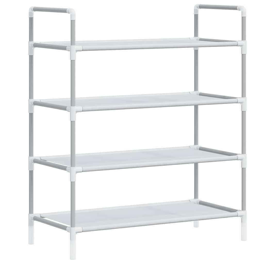 Shoe Rack with 4 Shelves Metal and Non-woven Fabric Silver