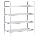 Shoe Rack with 4 Shelves Metal and Non-woven Fabric Silver