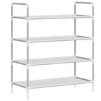 Shoe Rack with 4 Shelves Metal and Non-woven Fabric Silver