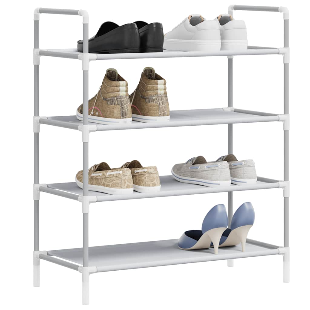 Shoe Rack with 4 Shelves Metal and Non-woven Fabric Silver