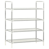 Shoe Rack with 4 Shelves Metal and Non-woven Fabric Silver - Top-Down View