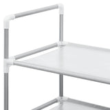 Shoe Rack with 4 Shelves Metal and Non-woven Fabric Silver - Rear View