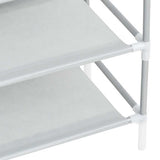Shoe Rack with 4 Shelves Metal and Non-woven Fabric Silver - Close-Up Angle