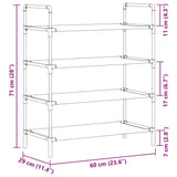 Shoe Rack with 4 Shelves Metal and Non-woven Fabric Silver