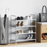 Shoe Rack with 4 Shelves Metal and Non-woven Fabric Silver