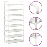 Shoe Rack with 8 Shelves Metal and Non-woven Fabric Silver - Front View