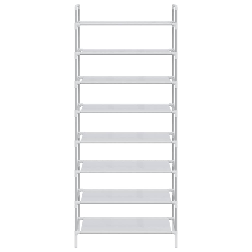 Shoe Rack with 8 Shelves Metal and Non-woven Fabric Silver