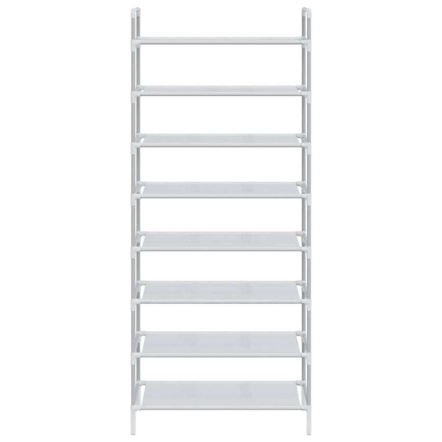 Shoe Rack with 8 Shelves Metal and Non-woven Fabric Silver