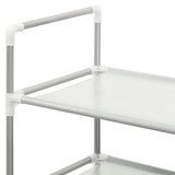 Shoe Rack with 8 Shelves Metal and Non-woven Fabric Silver - Rear View