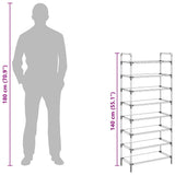 Shoe Rack with 8 Shelves Metal and Non-woven Fabric Silver - Extra Image