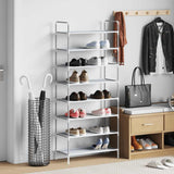 Shoe Rack with 8 Shelves Metal and Non-woven Fabric Silver
